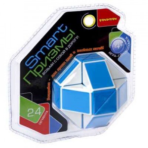 ВВ5279 Игра-головоломка Smart Призмы, 24 сегмента, Bondibon, сине-белая змейка, PVС 13х15х7,5 см,