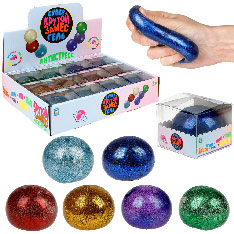 Т24588 Игрушка 1toy Крутой замес "Супергель шар блёстки" 6см, 6 цв.в асс.,12шт.в дисплее