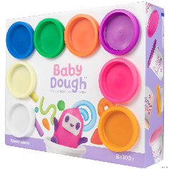 BD020 Тесто для лепки BabyDough, набор 8 цветов, яркие