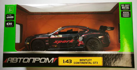 4364 Игрушка Модель автомобиля инерционная Bentley Continental GT3 1:44