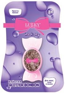 Т27256 Lukky Glitter BonBon блёстки для глаз,лица и тела прессованные,серебро,2 г,блистер