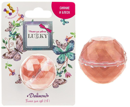 Т20263 Lukky блеск для губ "Даймонд" 2 в 1 с ароматом конфет, цвет коралловый/пастельно-розовый, 10г