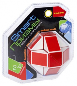 ВВ5278 Игра-головоломка Smart Призмы, 24 сегмента, Bondibon, красно-белая змейка, PVС 13х15х7,5 см,