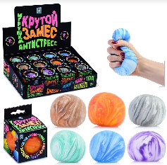 Т22754 Игрушка 1toy Крутой замес, шар галактика 6см, 6 цветов, 12 шт в д/б