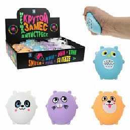 Т23002 Игрушка 1toy Крутой замес, в ассорт(котик, панда, сова, хомяк) в пак.8,5 см, 12 шт в д/б