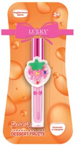Т27248 Lukky Dessert Fruits,глянец д.губ клубничный,3 мл,колечко,блистер
