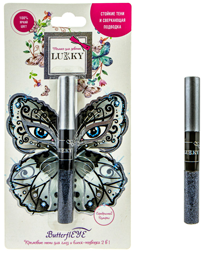 Т18914 Lukky ButterflEYE подводка для контура глаз и жидкие тени 2-в-1,10 мл,цв.серебряный,блистер