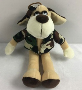 YSL18778 Игрушка мягконабивная Собака в камуфляжном костюме, 15см