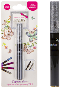 Т18924 Lukky "Дерзкий блеск" тушь и блёстки д.ресниц 2-в-1, цвет: черный с серебряными блестками,10 
