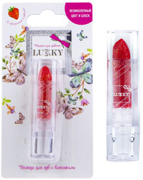 Т16762 Lukky Помада, для губ с блестками, с ароматом клубники,цвет - красный, блистер
