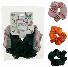 Т19599 Lukky Fashion резинки текстильные, атлас, 3 шт (лиловый, оранжевый, зеленый)
