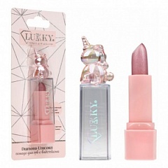 Т26494 Lukky Diamond Unicorn Помада для губ с блестками с ароматом клубники,цвет роз., 3,4 гр,блисте