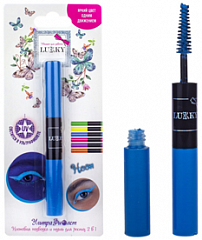 Т18918 Lukky УльтраФиолет тушь для ресниц и подводка, 10 мл, цвет голубой неон